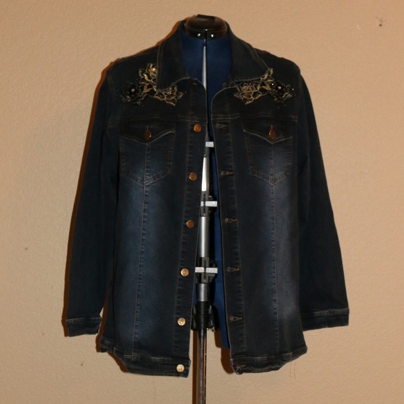 Women's Stretch Jean Jacket 2x embellished NWT - Picture 2 of 3
